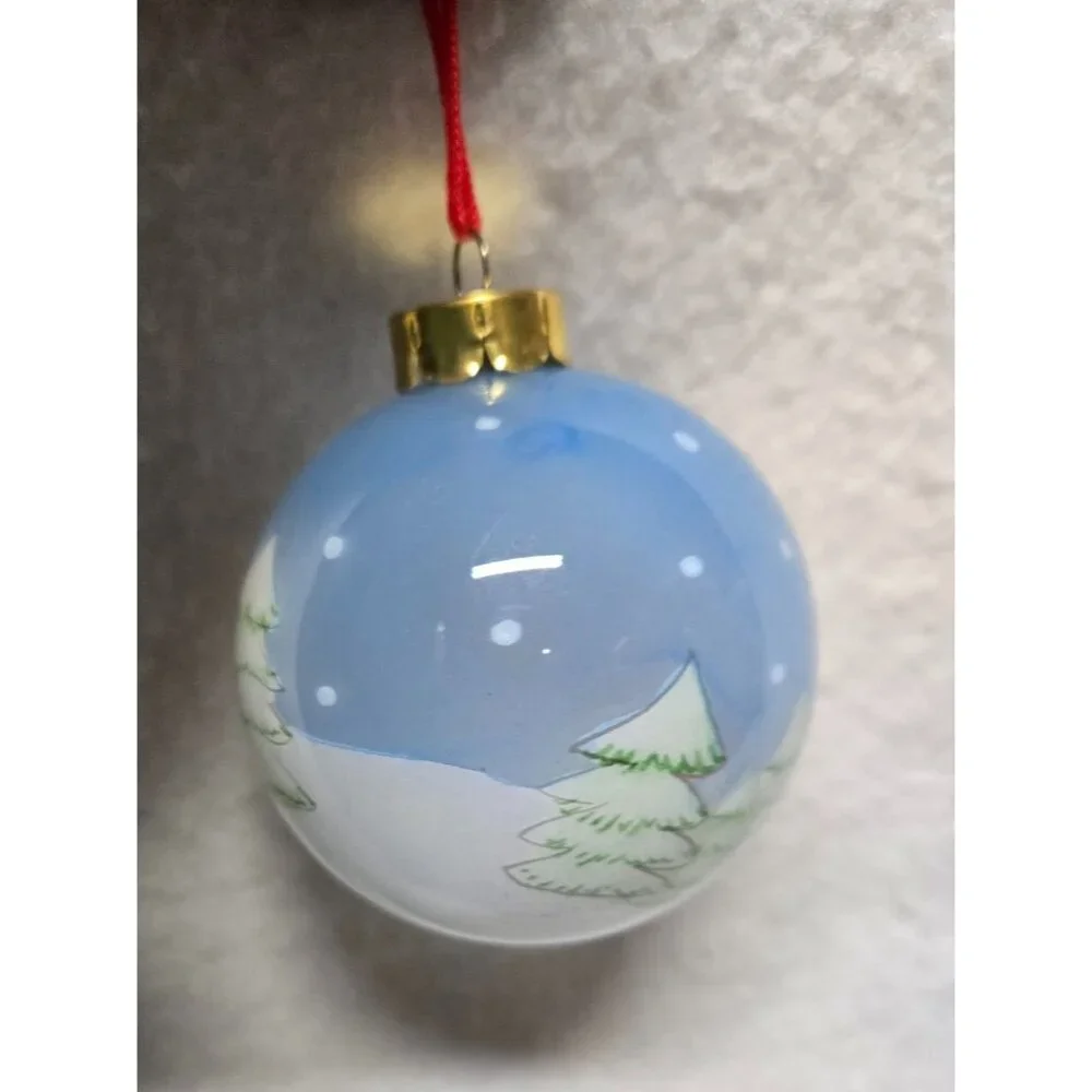 Li Bien Christmas Ornament with Snowman & Village Scene Hand‎ Painted Pier1